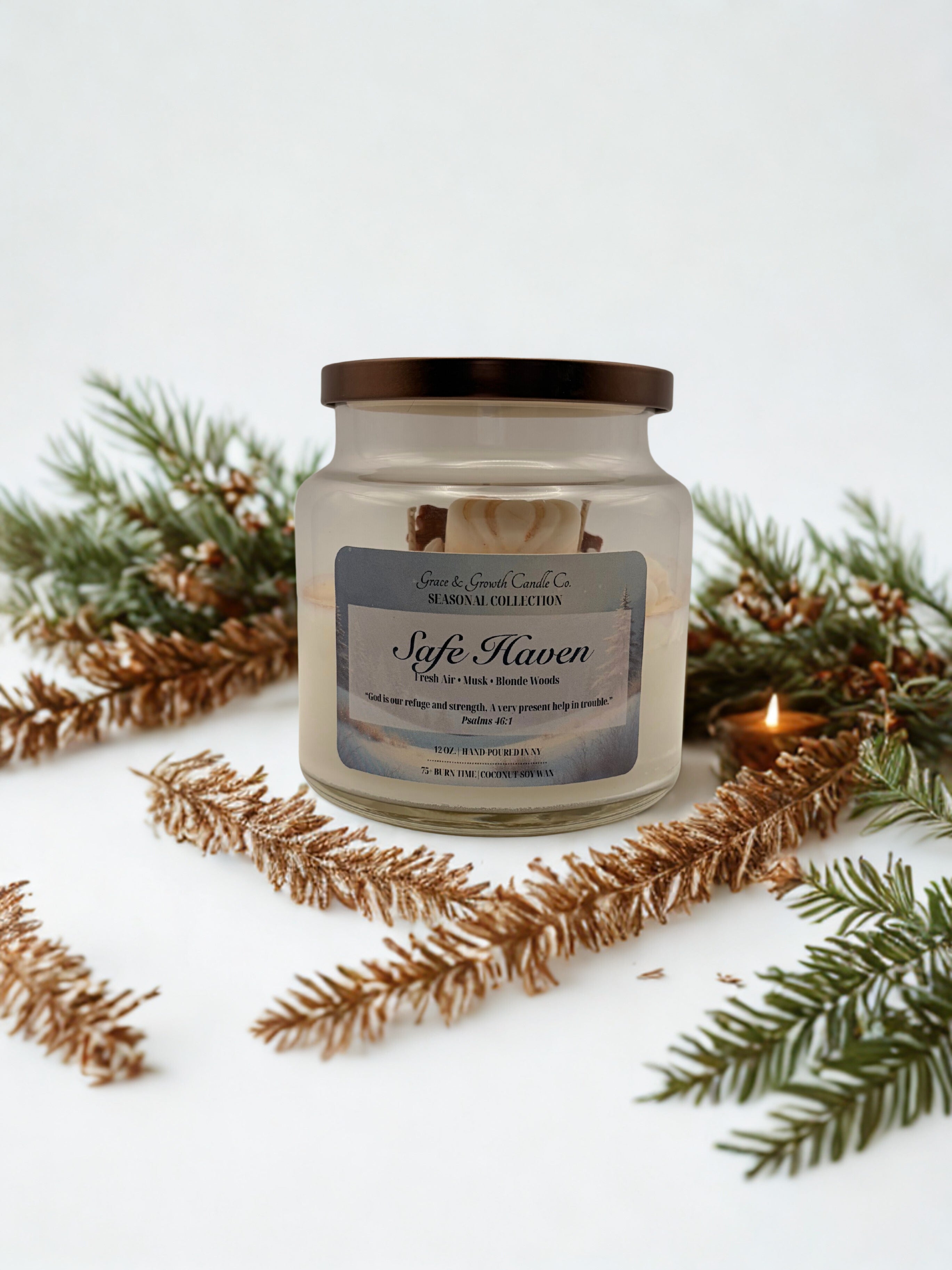 “Safe Haven” Candle | Fresh Air, Musk & Blonde Woods