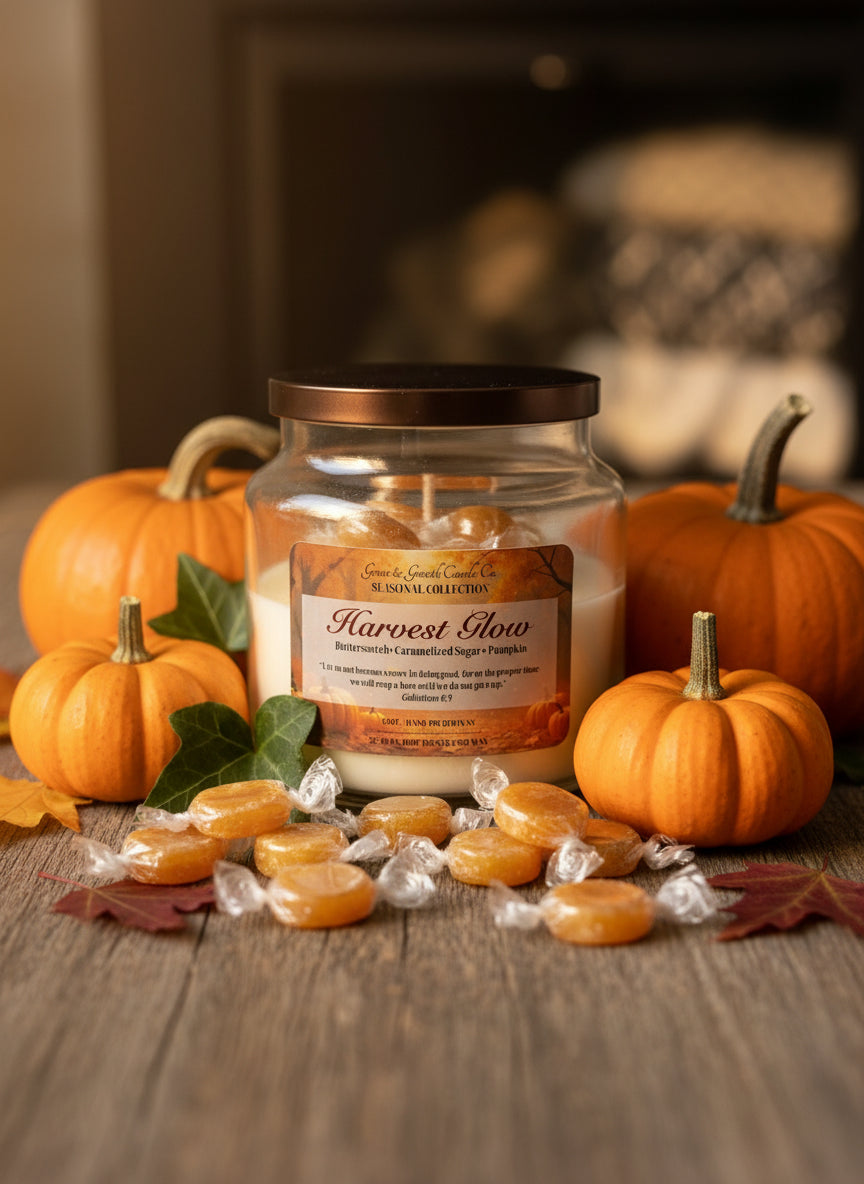 “Harvest Glow” Candle | Butterscotch & Pumpkin Brûlée