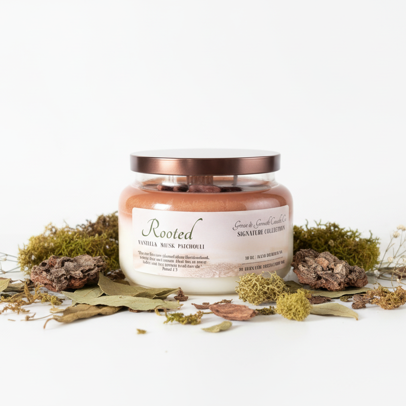 “Rooted” Candle | Eucalyptus, Musk & Patchouli