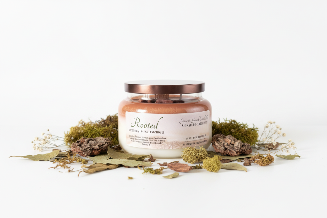 “Rooted” Candle | Eucalyptus, Musk & Patchouli
